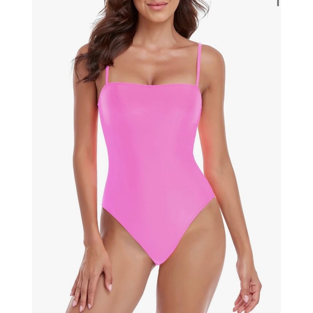 NEW Relleciga Fuchsia One Piece Swimsuit Square Neckline Size Medium